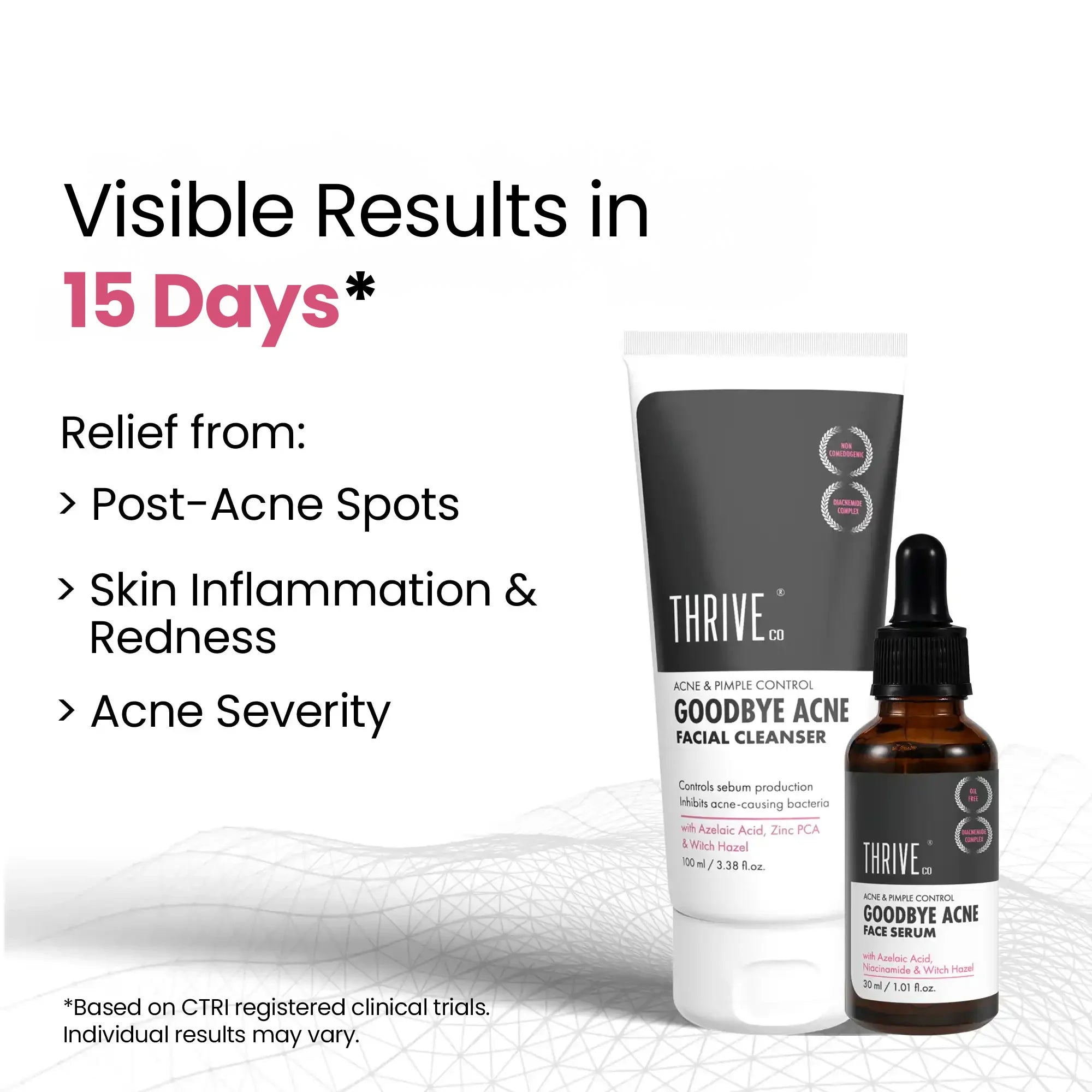 ThriveCo Goodbye Acne Cleanser (100ml) & Acne Serum (30ml)