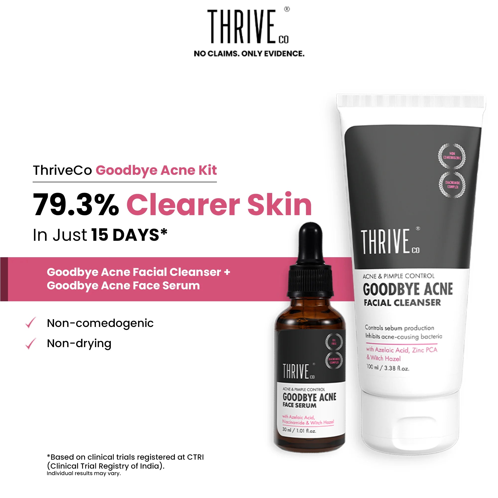 ThriveCo Goodbye Acne Cleanser (100ml) & Acne Serum (30ml)