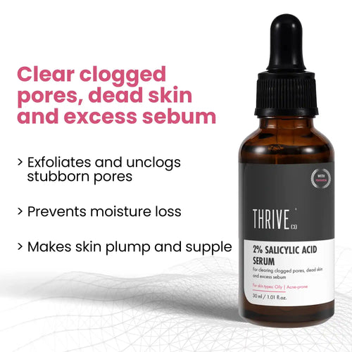 thriveco salicylic acid serum for acne free and clear skin