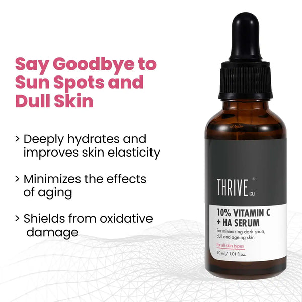  thriveco vitamin c serum with hyaluronic acid for dull skin with dark spots